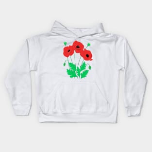 Poppies Wild Flowers Illustration Kids Hoodie